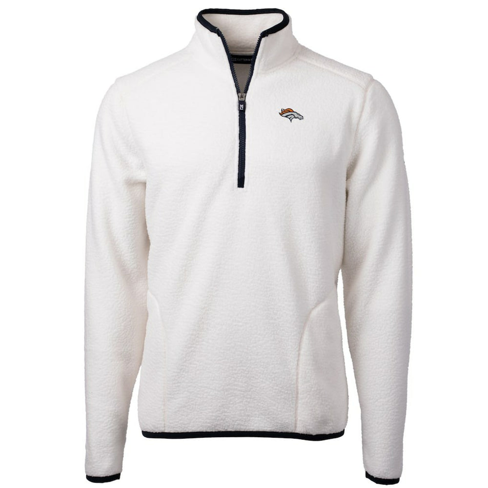 Denver Broncos Cutter & Buck Cascade Eco Sherpa Fleece Quarter-Zip Pullover Jacket White - NFL
