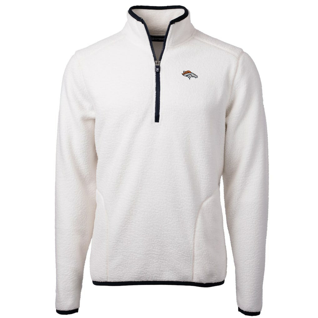 Denver Broncos Cutter & Buck Cascade Eco Sherpa Fleece Quarter-Zip Pullover Jacket White - NFL