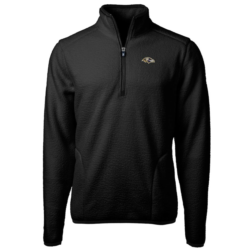 Baltimore Ravens Cutter & Buck Big & Tall Cascade Eco Sherpa Fleece Quarter-Zip Pullover Jacket Black - NFL