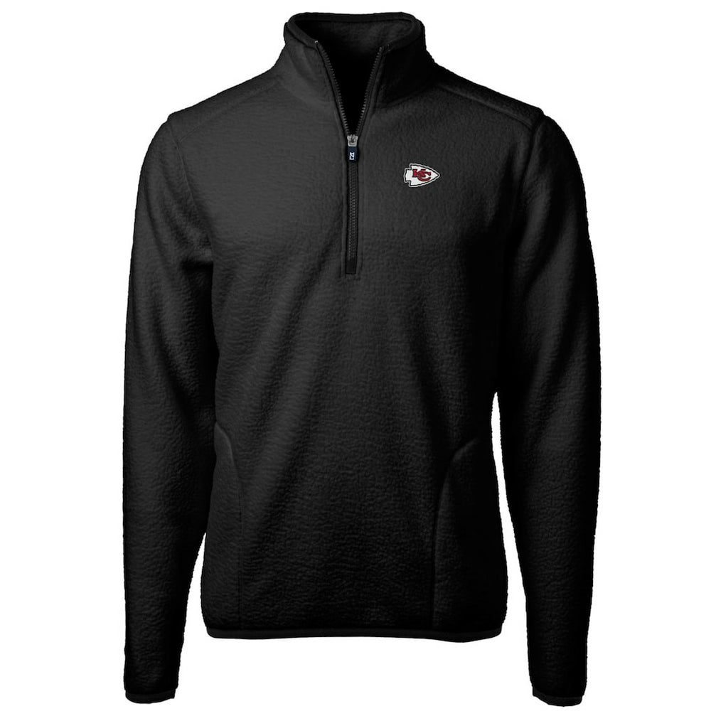 Kansas City Chiefs Cutter & Buck Big & Tall Cascade Eco Sherpa Fleece Quarter-Zip Pullover Jacket Black - NFL