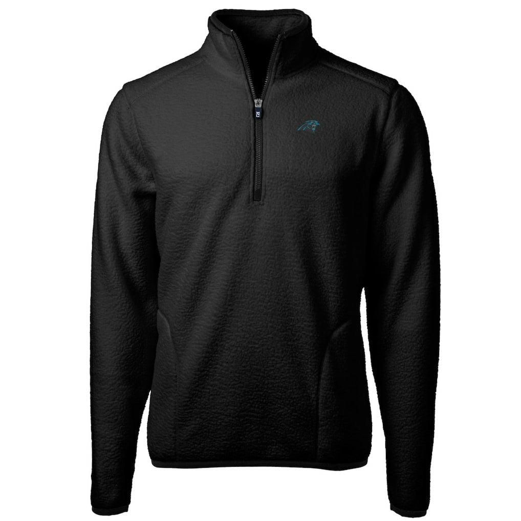 Carolina Panthers Cutter & Buck Big & Tall Cascade Eco Sherpa Fleece Quarter-Zip Pullover Jacket Black - NFL