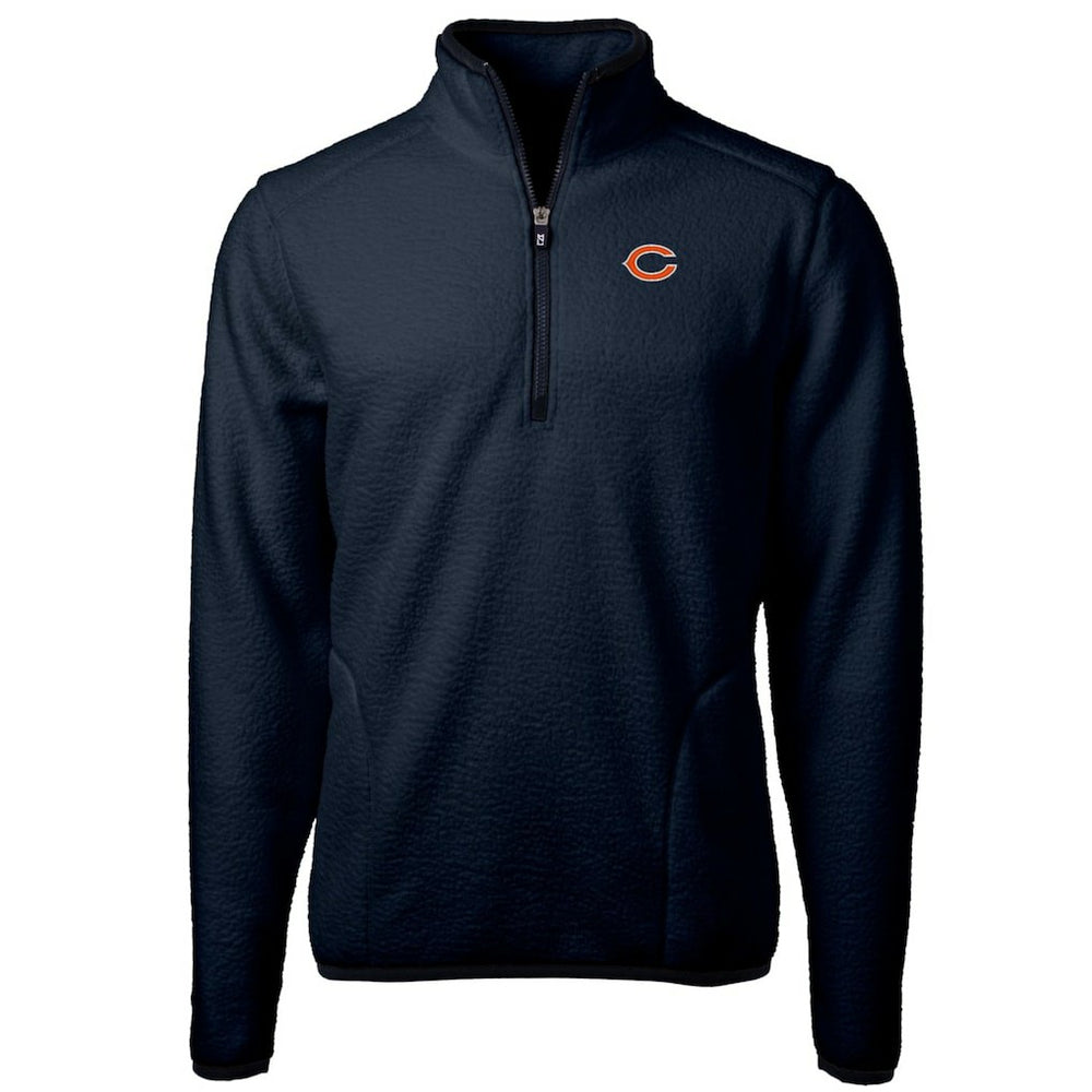 Chicago Bears Cutter & Buck Big & Tall Cascade Eco Sherpa Fleece Quarter-Zip Pullover Jacket Navy - NFL