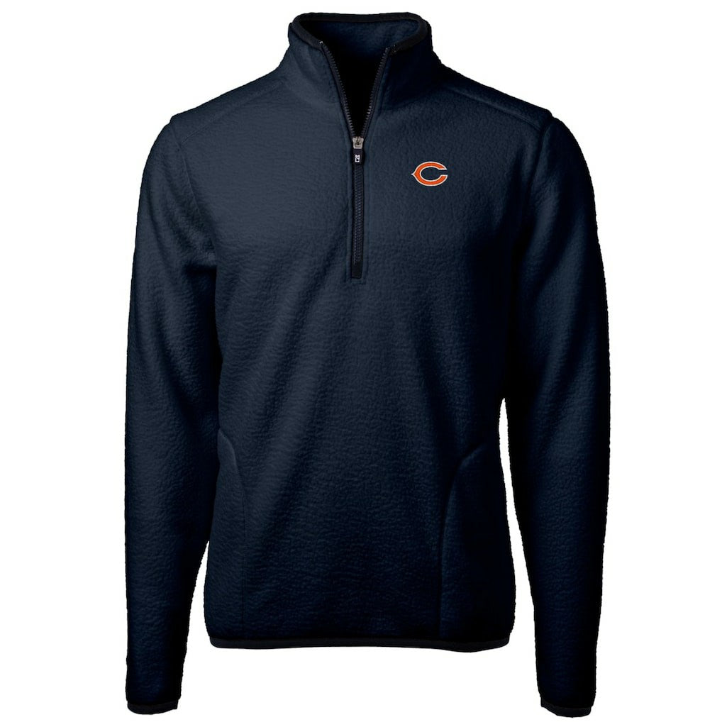 Chicago Bears Cutter & Buck Big & Tall Cascade Eco Sherpa Fleece Quarter-Zip Pullover Jacket Navy - NFL