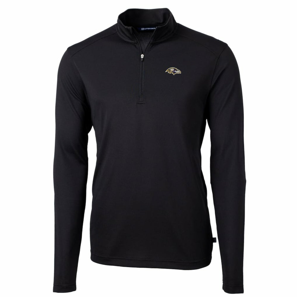 Baltimore Ravens Cutter & Buck Big & Tall Virtue Eco Pique Quarter-Zip Pullover Jacket Black - NFL