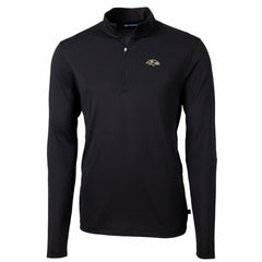 Baltimore Ravens Cutter & Buck Big & Tall Virtue Eco Pique Quarter-Zip Pullover Jacket Black - NFL
