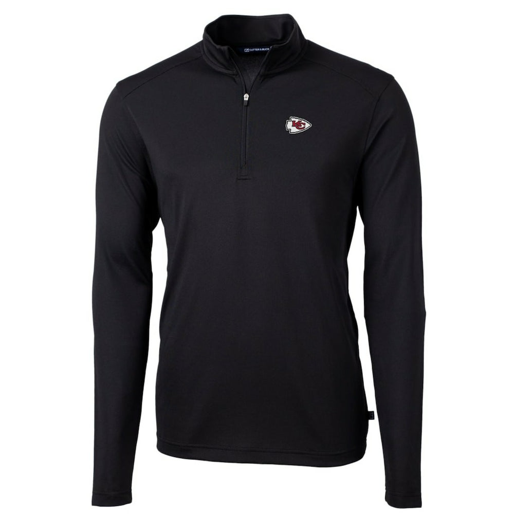 Kansas City Chiefs Cutter & Buck Big & Tall Virtue Eco Pique Quarter-Zip Pullover Jacket Black - NFL