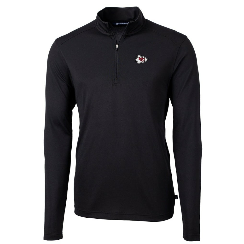 Kansas City Chiefs Cutter & Buck Big & Tall Virtue Eco Pique Quarter-Zip Pullover Jacket Black - NFL