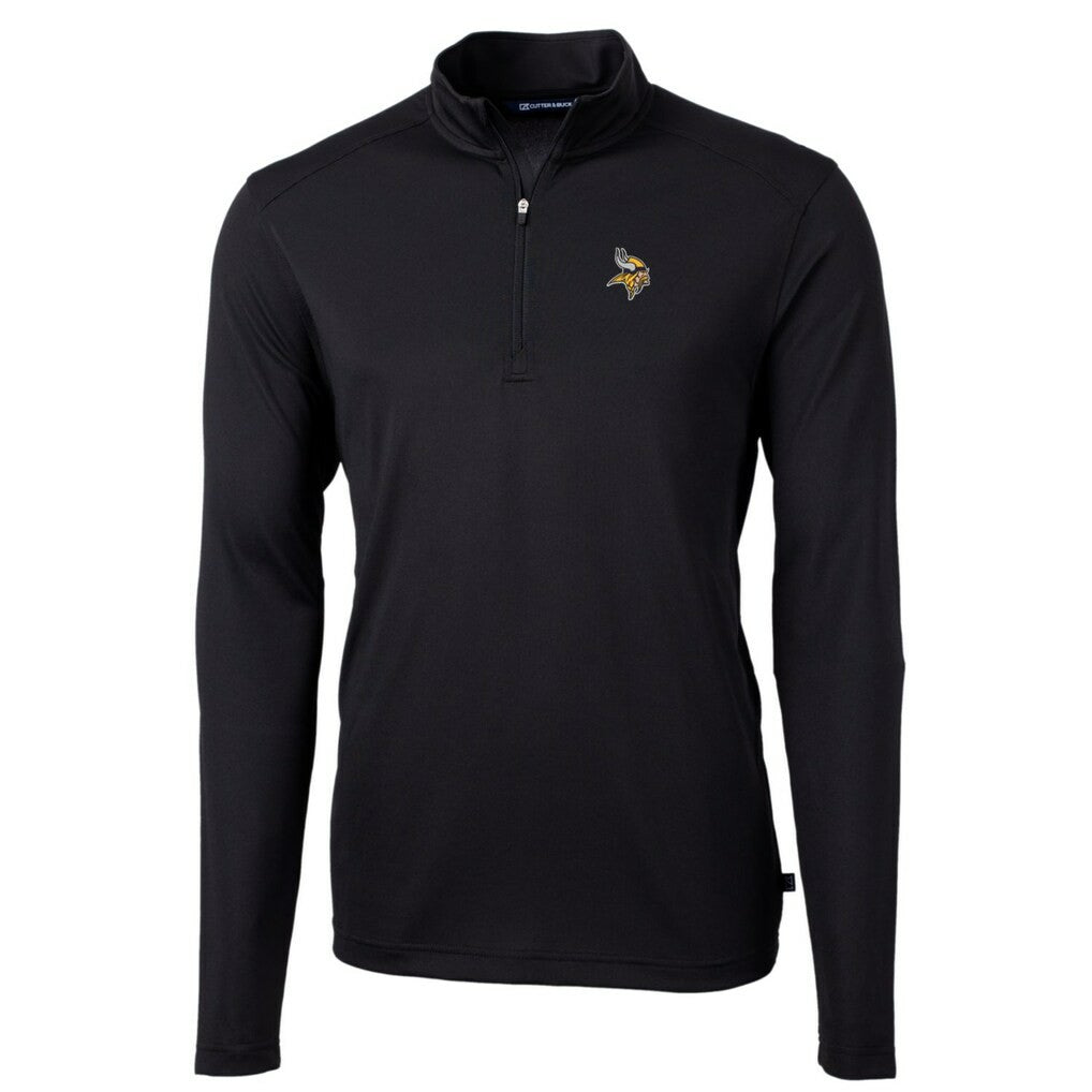 Minnesota Vikings Cutter & Buck Big & Tall Virtue Eco Pique Quarter-Zip Pullover Jacket Black - NFL