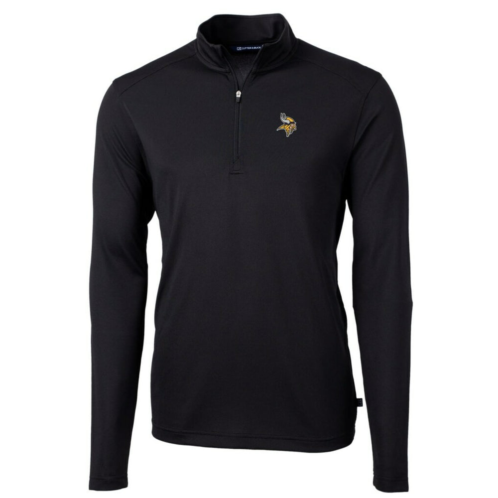 Minnesota Vikings Cutter & Buck Big & Tall Virtue Eco Pique Quarter-Zip Pullover Jacket Black - NFL