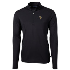 Minnesota Vikings Cutter & Buck Big & Tall Virtue Eco Pique Quarter-Zip Pullover Jacket Black - NFL