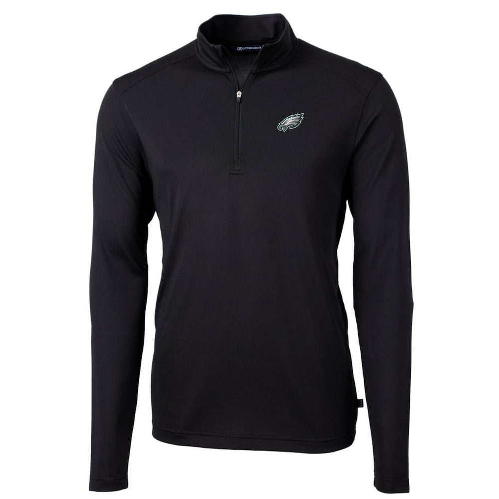 Philadelphia Eagles Cutter & Buck Big & Tall Virtue Eco Pique Quarter-Zip Pullover Jacket Black - NFL