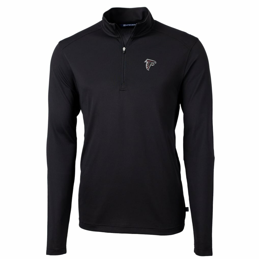 Atlanta Falcons Cutter & Buck Big & Tall Virtue Eco Pique Quarter-Zip Pullover Jacket Black - NFL