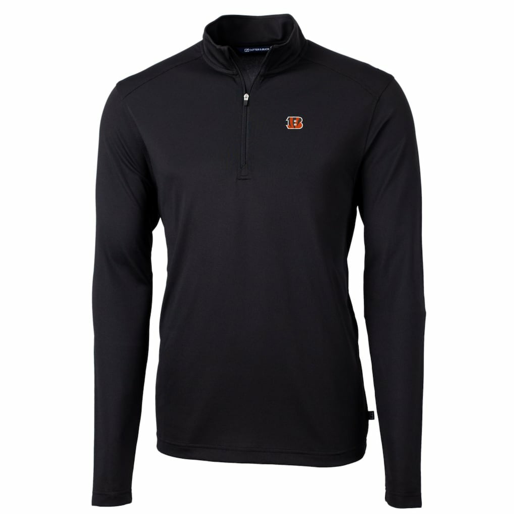 Cincinnati Bengals Cutter & Buck Big & Tall Virtue Eco Pique Quarter-Zip Pullover Jacket Black - NFL