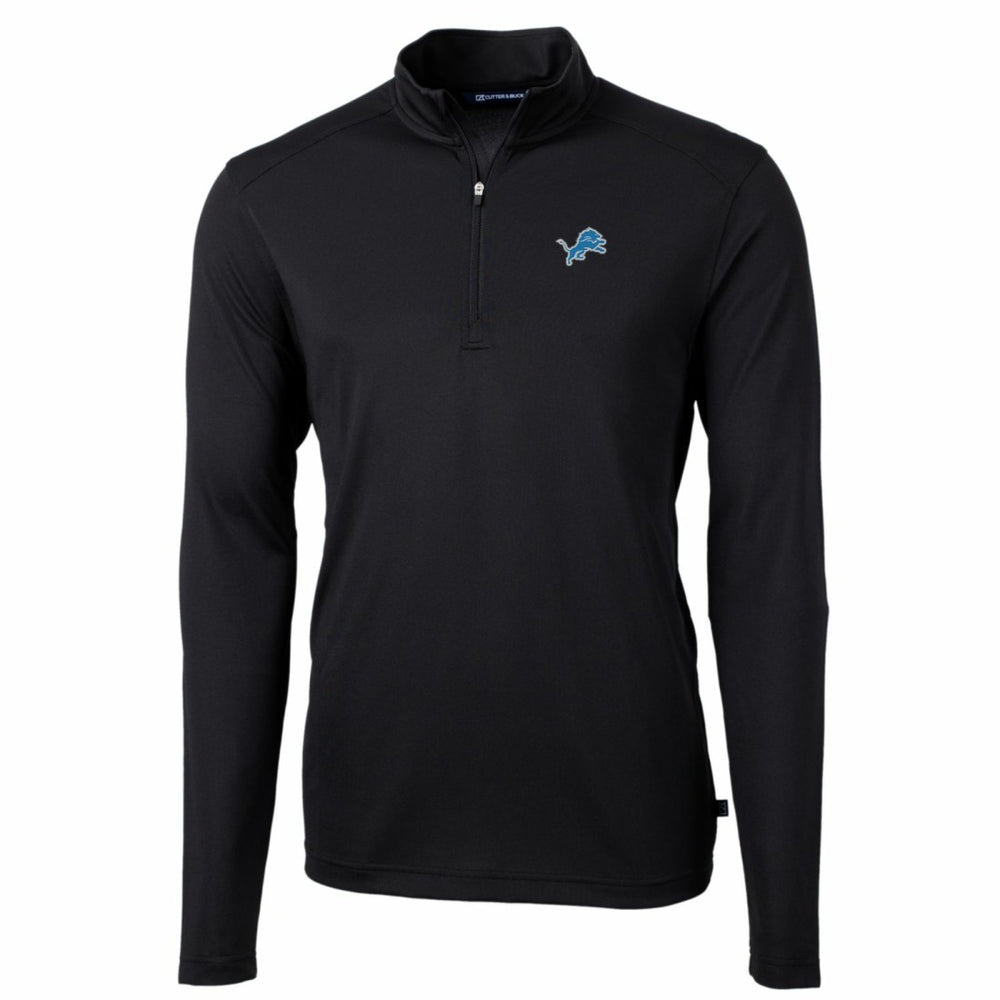Detroit Lions Cutter & Buck Big & Tall Virtue Eco Pique Quarter-Zip Pullover Jacket Black - NFL