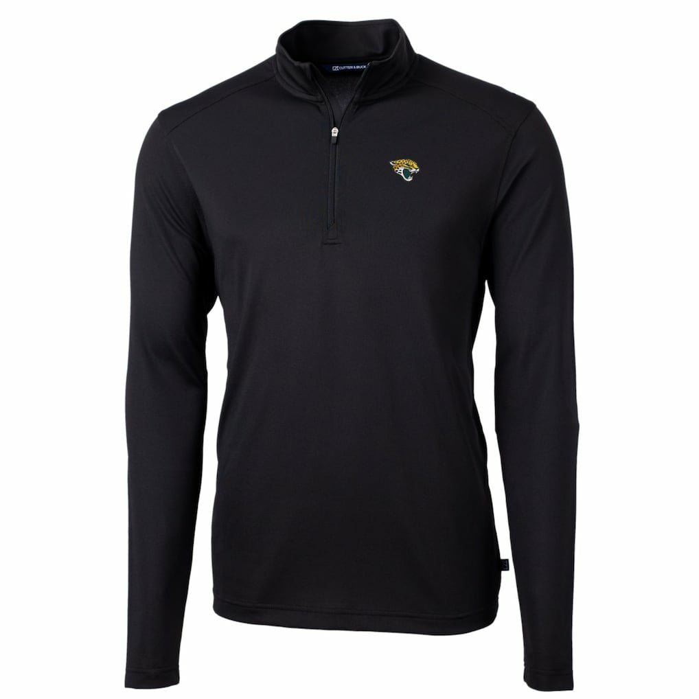 Jacksonville Jaguars Cutter & Buck Big & Tall Virtue Eco Pique Quarter-Zip Pullover Jacket Black - NFL