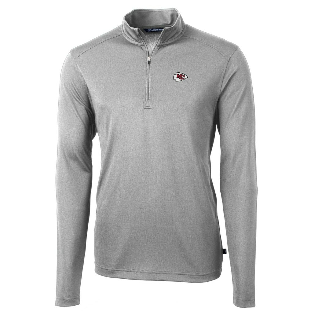 Kansas City Chiefs Cutter & Buck Big & Tall Virtue Eco Pique Quarter-Zip Pullover Jacket Gray - NFL
