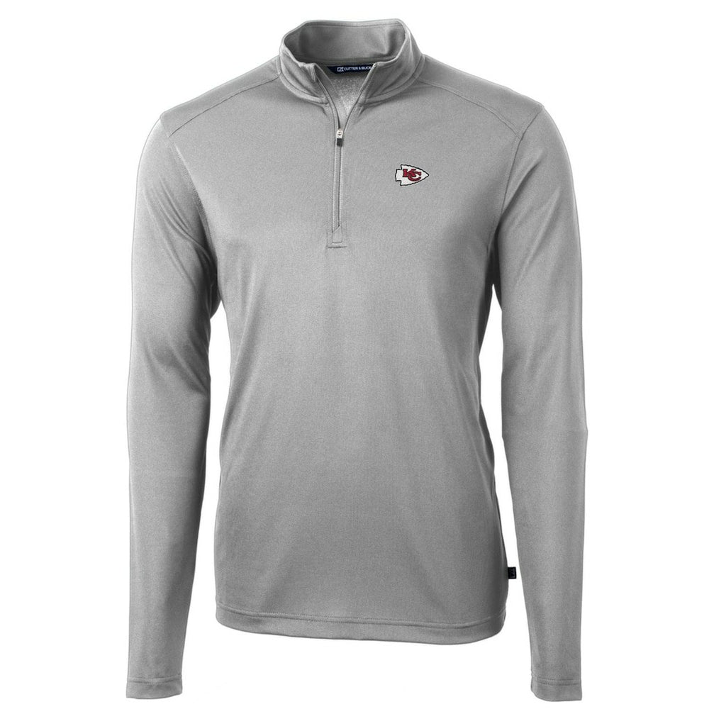 Kansas City Chiefs Cutter & Buck Big & Tall Virtue Eco Pique Quarter-Zip Pullover Jacket Gray - NFL