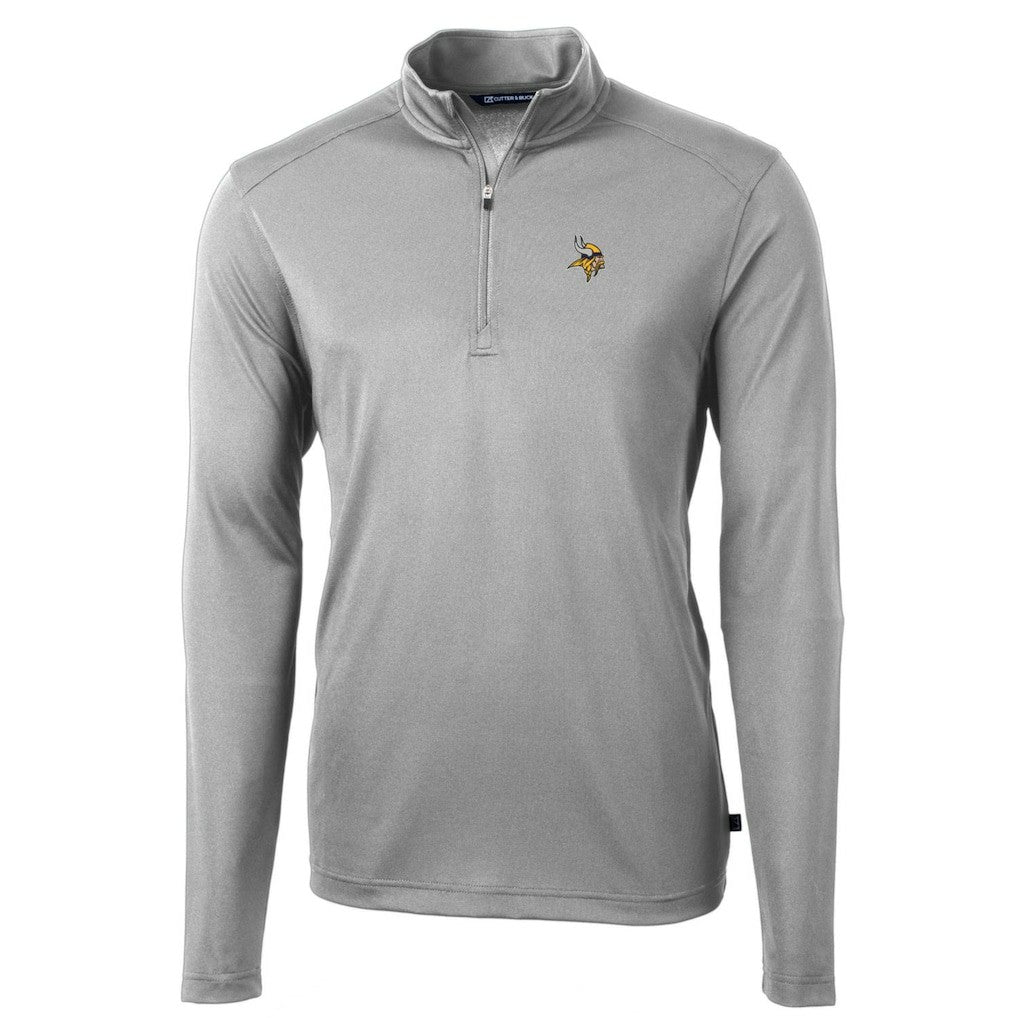 Minnesota Vikings Cutter & Buck Big & Tall Virtue Eco Pique Quarter-Zip Pullover Jacket Gray - NFL