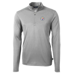 Pittsburgh Steelers Cutter & Buck Big & Tall Virtue Eco Pique Quarter-Zip Pullover Jacket Gray - NFL