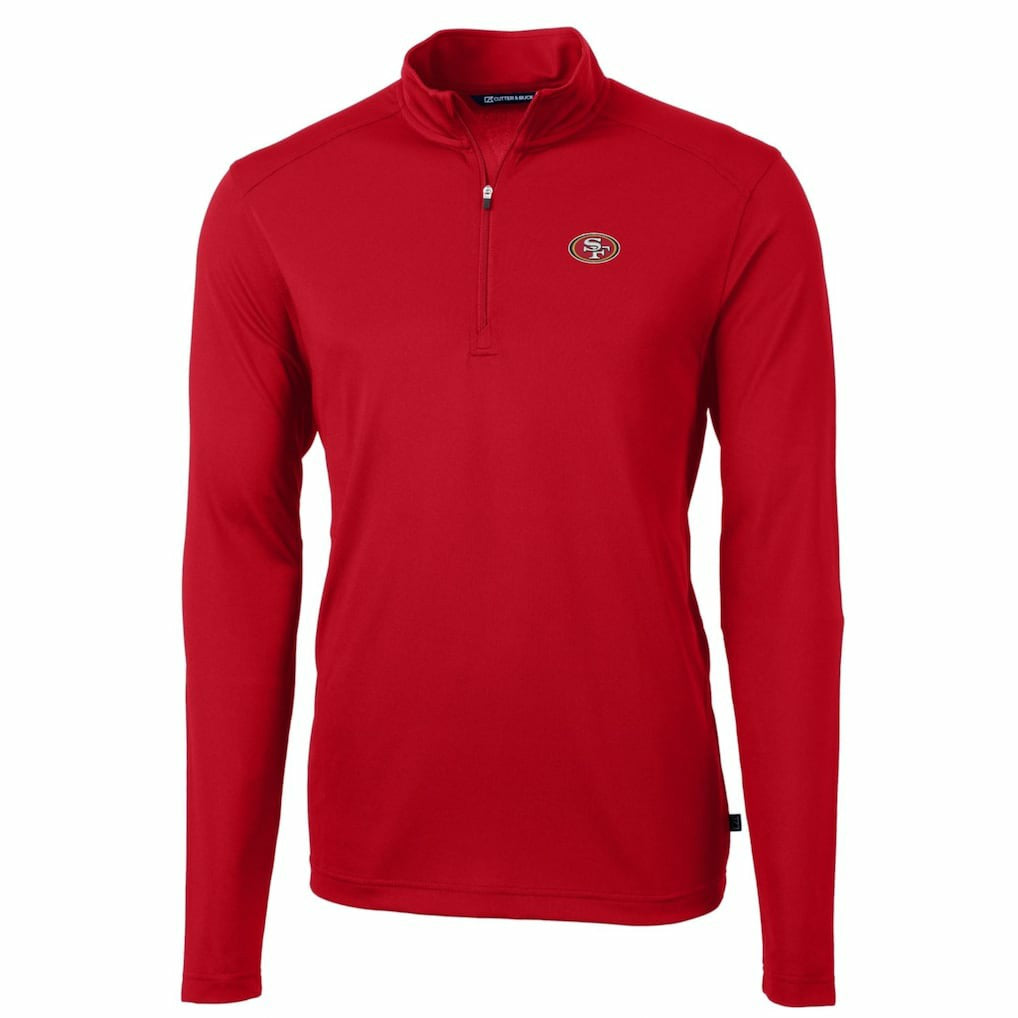 San Francisco 49ers Cutter & Buck Big & Tall Virtue Eco Pique Quarter-Zip Pullover Jacket Scarlet - NFL
