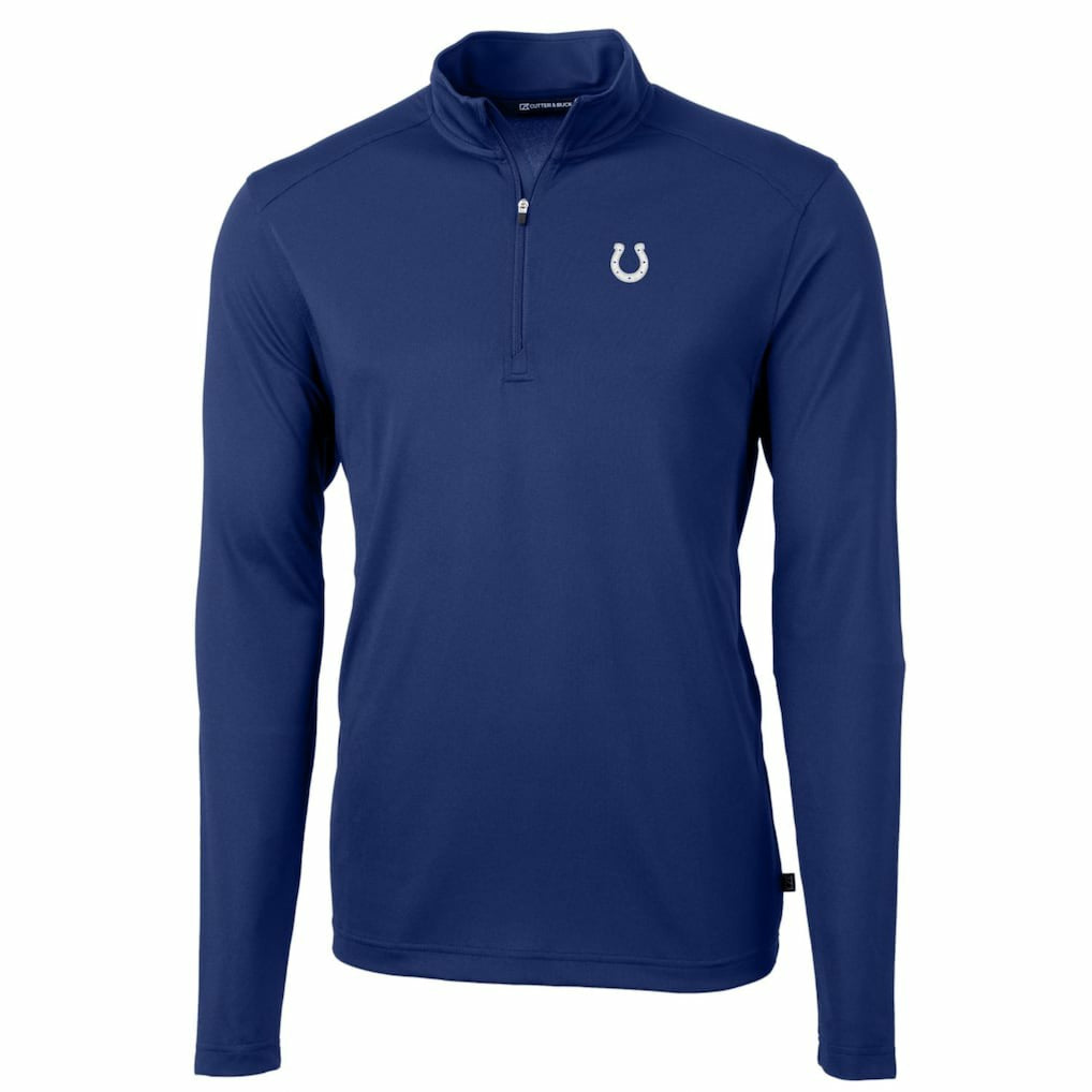 Indianapolis Colts Cutter & Buck Big & Tall Virtue Eco Pique Quarter-Zip Pullover Jacket Royal - NFL
