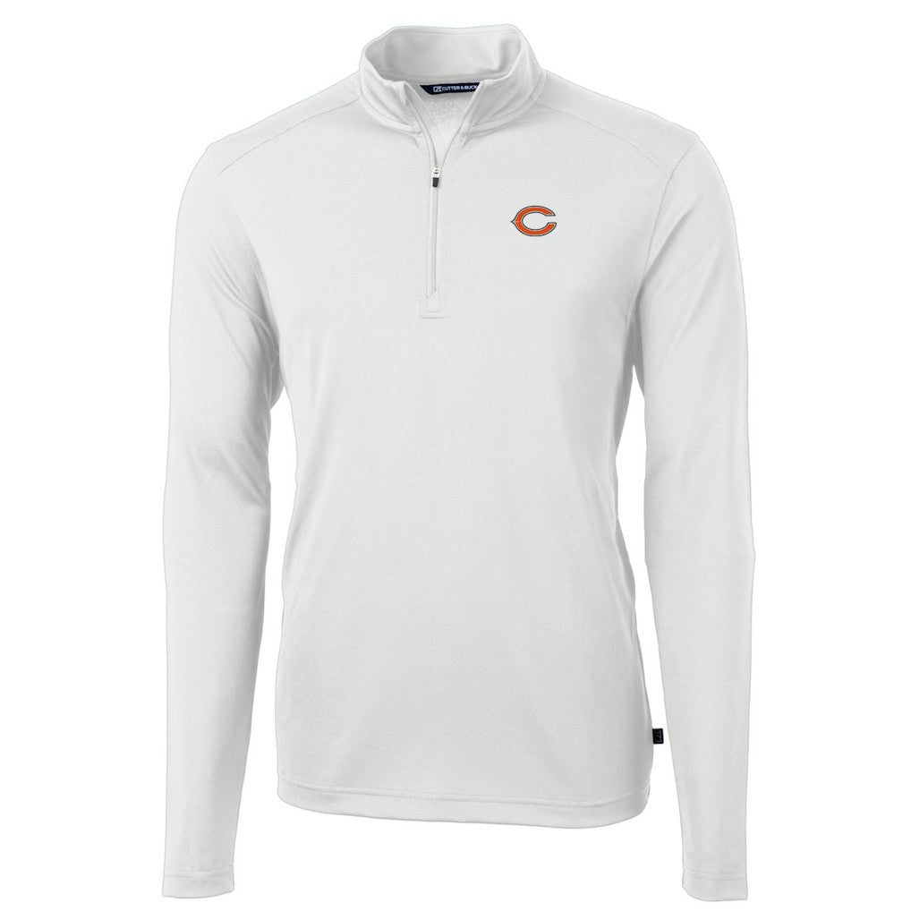 Chicago Bears Cutter & Buck Big & Tall Virtue Eco Pique Quarter-Zip Pullover Jacket White - NFL