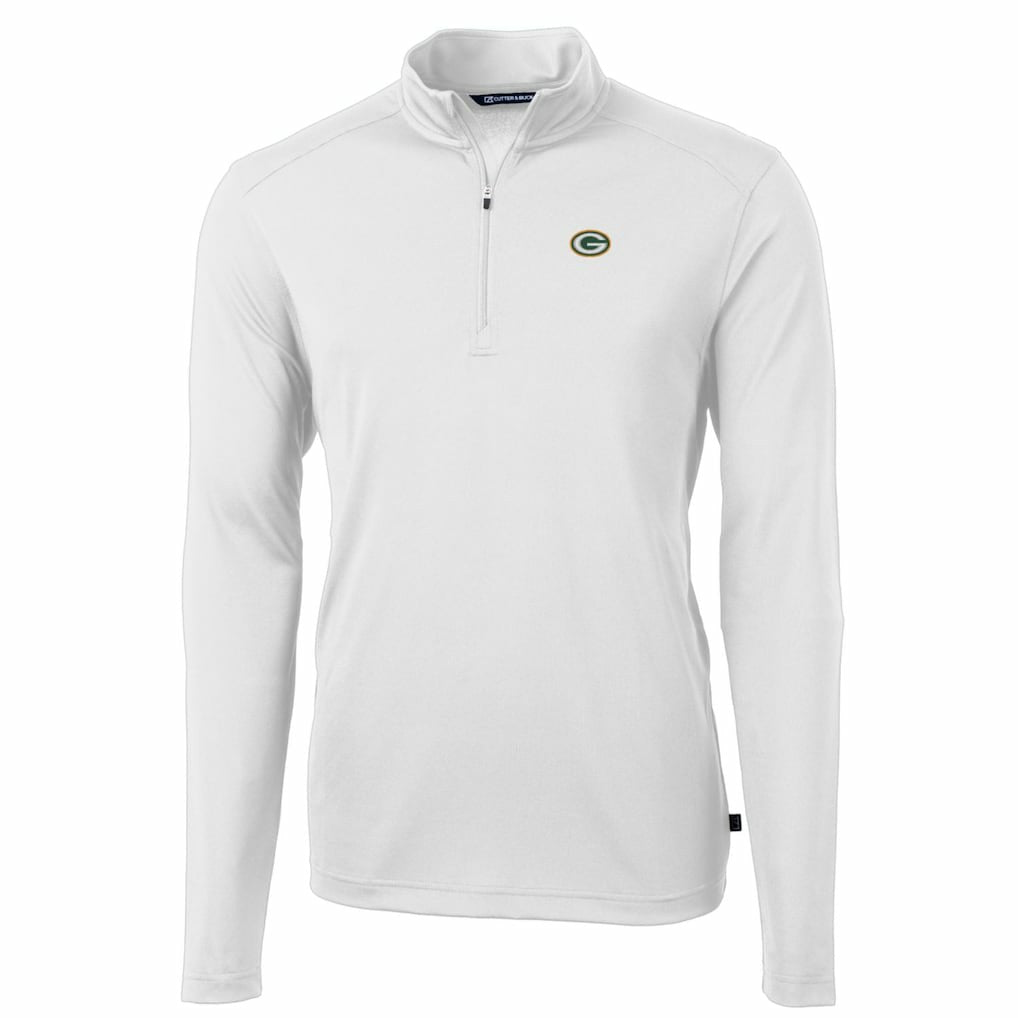 Green Bay Packers Cutter & Buck Big & Tall Virtue Eco Pique Quarter-Zip Pullover Jacket White - NFL