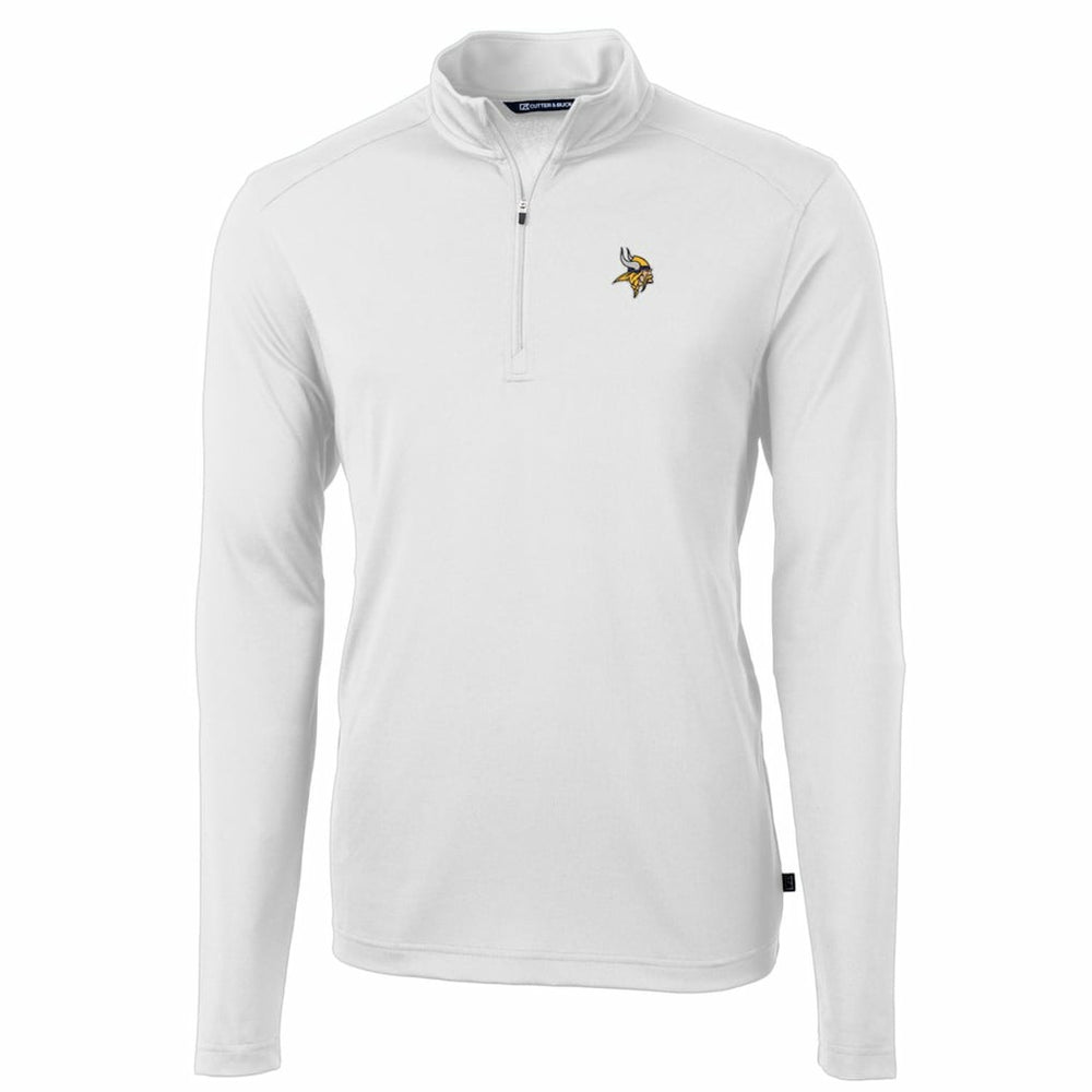 Minnesota Vikings Cutter & Buck Big & Tall Virtue Eco Pique Quarter-Zip Pullover Jacket White - NFL