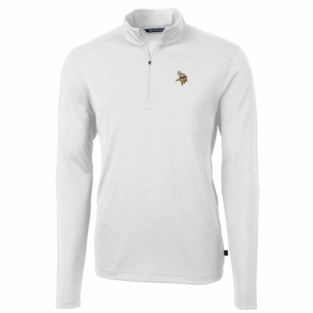 Minnesota Vikings Cutter & Buck Big & Tall Virtue Eco Pique Quarter-Zip Pullover Jacket White - NFL