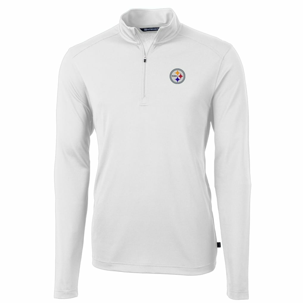 Pittsburgh Steelers Cutter & Buck Big & Tall Virtue Eco Pique Quarter-Zip Pullover Jacket White - NFL
