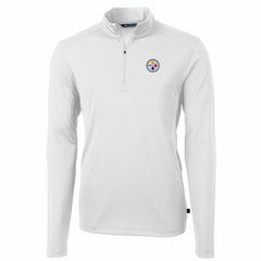 Pittsburgh Steelers Cutter & Buck Big & Tall Virtue Eco Pique Quarter-Zip Pullover Jacket White - NFL