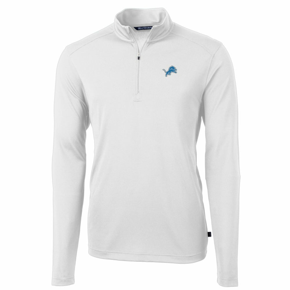 Detroit Lions Cutter & Buck Big & Tall Virtue Eco Pique Quarter-Zip Pullover Jacket White - NFL
