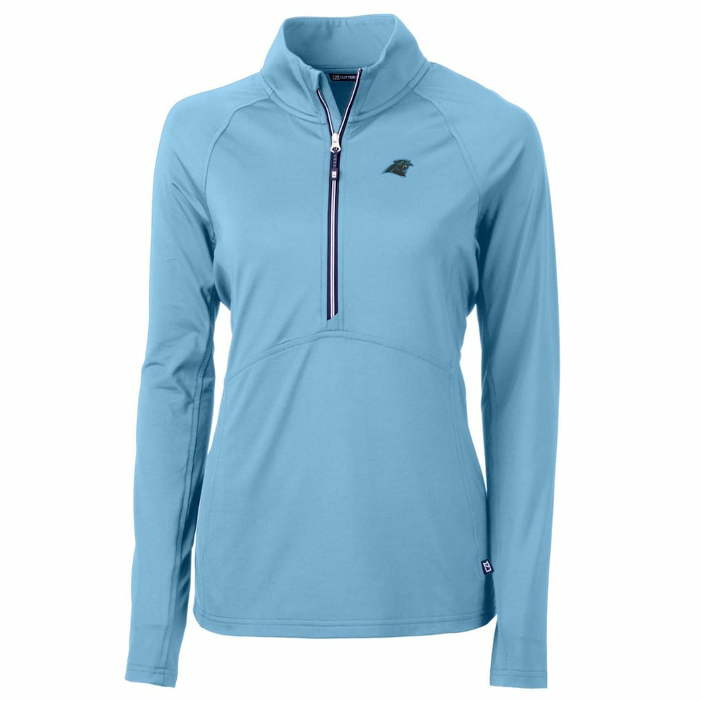 Carolina Panthers Cutter & Buck Women's Adapt Eco Knit Stretch Recycled Half-Zip Pullover Top Powder Blue - NFL