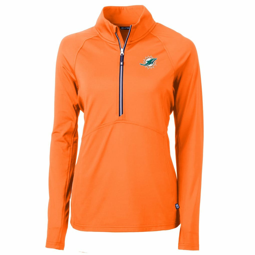 Miami Dolphins Cutter & Buck Women's Adapt Eco Knit Stretch Recycled Half-Zip Pullover Top Orange - NFL