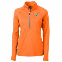 Miami Dolphins Cutter & Buck Women's Adapt Eco Knit Stretch Recycled Half-Zip Pullover Top Orange - NFL