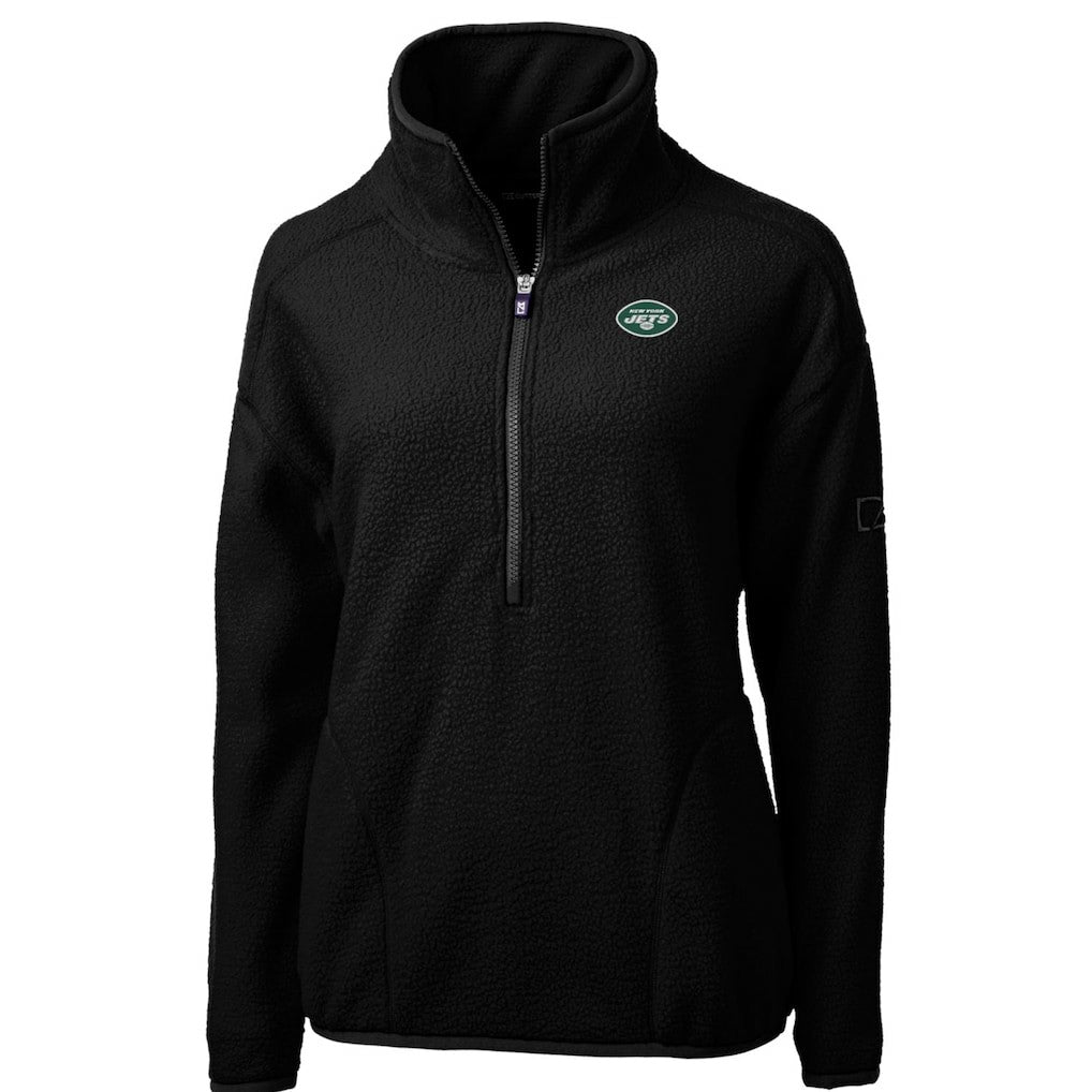 New York Jets Cutter & Buck Women's Cascade Eco Sherpa Fleece Half-Zip Pullover Jacket Black - NFL