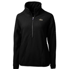 Baltimore Ravens Cutter & Buck Women's Cascade Eco Sherpa Fleece Half-Zip Pullover Jacket Black - NFL