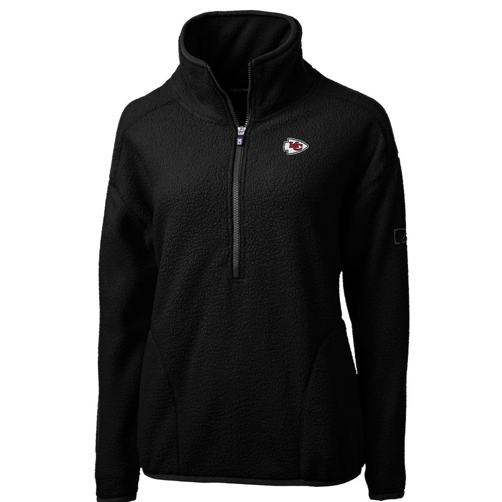 Kansas City Chiefs Cutter & Buck Women's Cascade Eco Sherpa Fleece Half-Zip Pullover Jacket Black - NFL