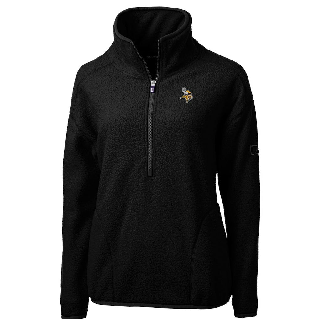 Minnesota Vikings Cutter & Buck Women's Cascade Eco Sherpa Fleece Half-Zip Pullover Jacket Black - NFL