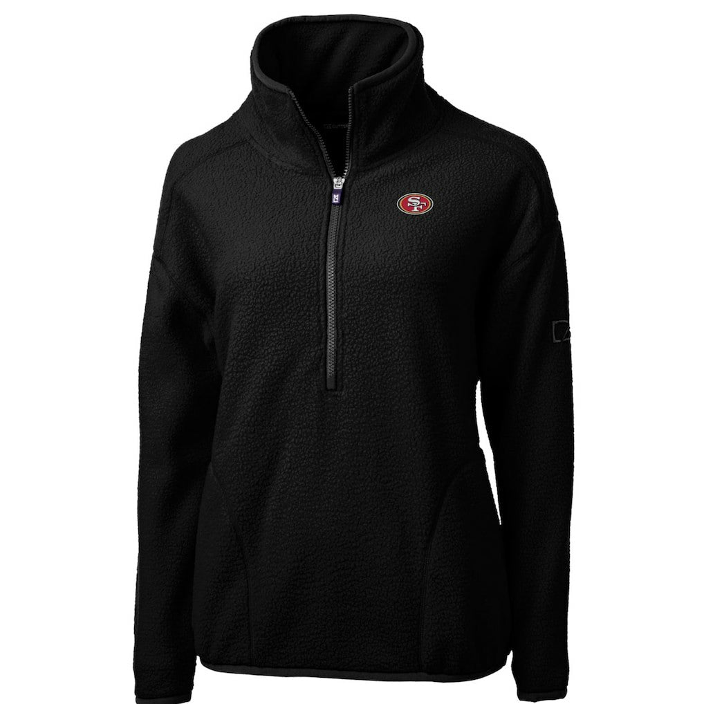 San Francisco 49ers Cutter & Buck Women's Cascade Eco Sherpa Fleece Half-Zip Pullover Jacket Black - NFL