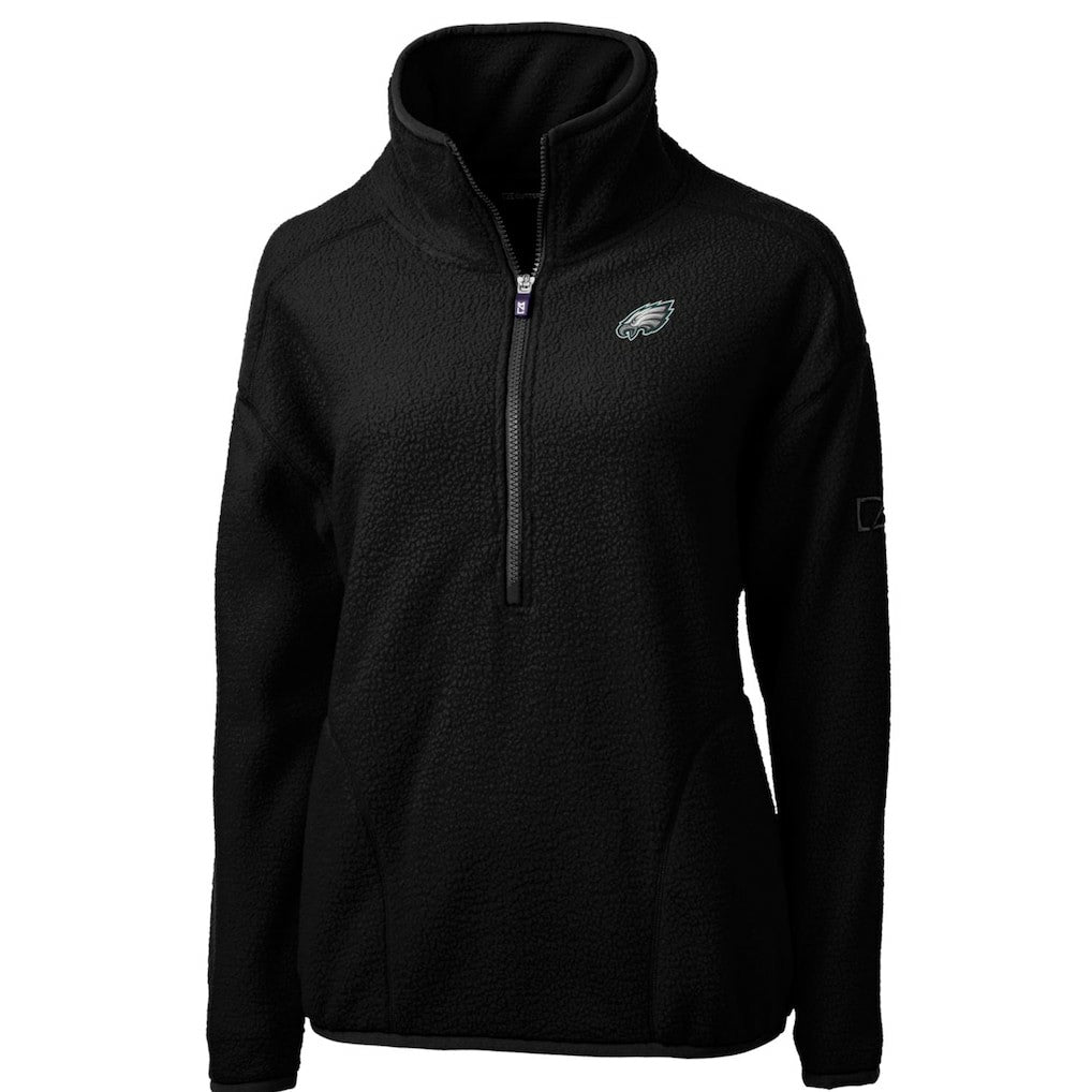 Philadelphia Eagles Cutter & Buck Women's Cascade Eco Sherpa Fleece Half-Zip Pullover Jacket Black - NFL