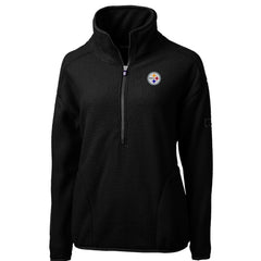 Pittsburgh Steelers Cutter & Buck Women's Cascade Eco Sherpa Fleece Half-Zip Pullover Jacket Black - NFL