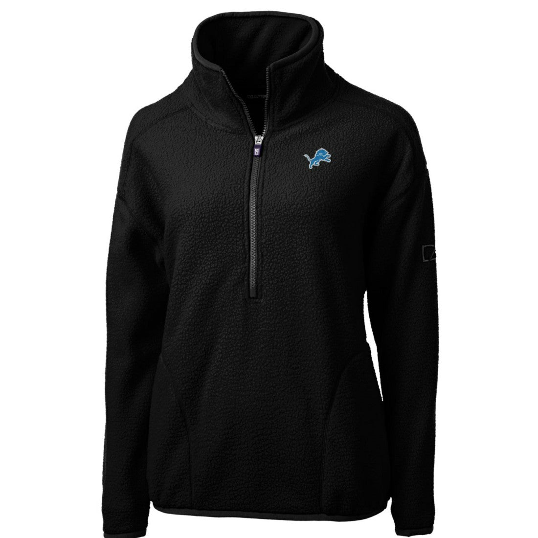 Detroit Lions Cutter & Buck Women's Cascade Eco Sherpa Fleece Half-Zip Pullover Jacket Black - NFL