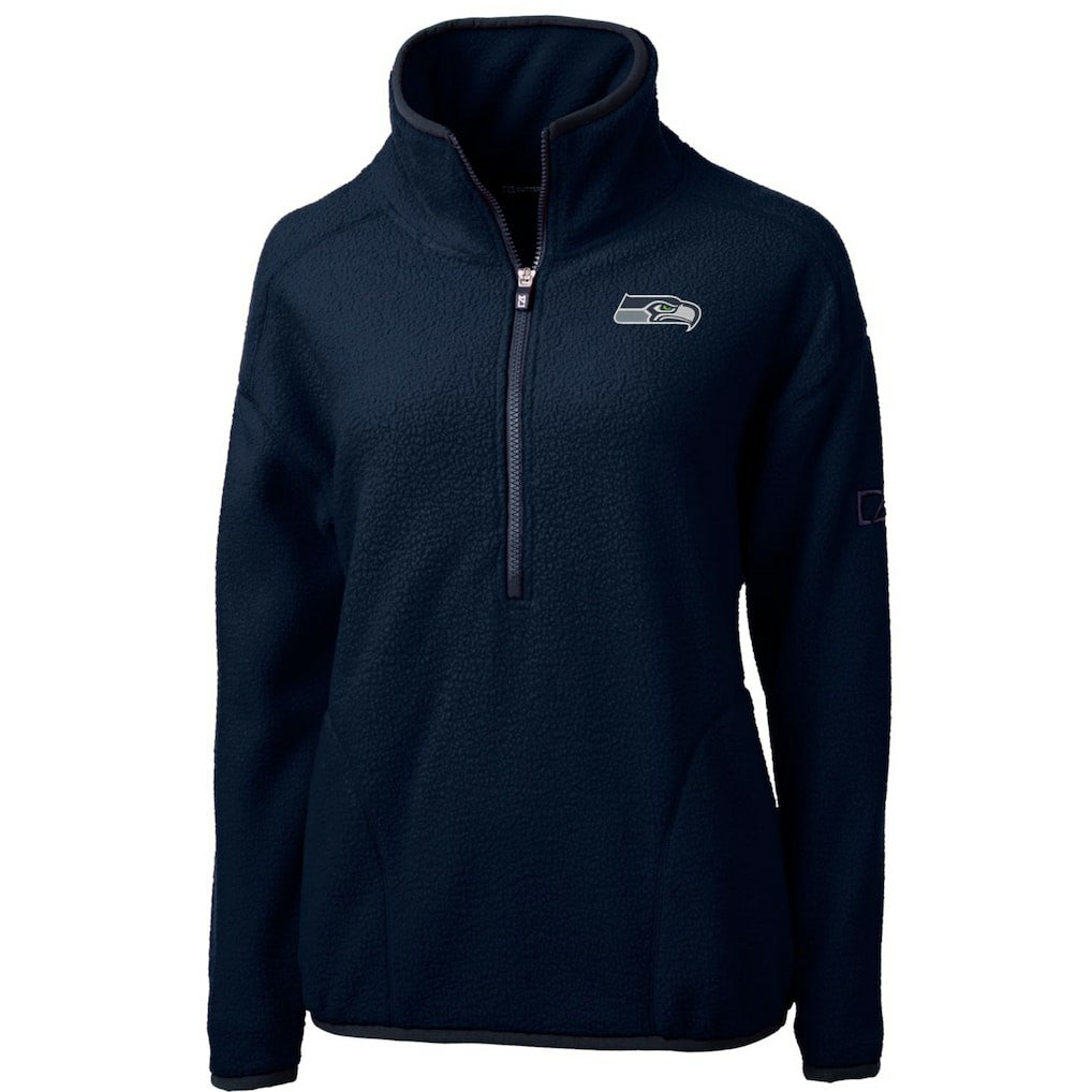 Seattle Seahawks Cutter & Buck Women's Cascade Eco Sherpa Fleece Half-Zip Pullover Jacket Navy - NFL