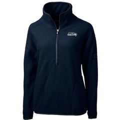 Seattle Seahawks Cutter & Buck Women's Cascade Eco Sherpa Fleece Half-Zip Pullover Jacket Navy - NFL