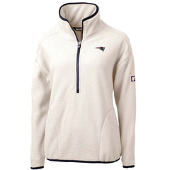 New England Patriots Cutter & Buck Women's Cascade Eco Sherpa Fleece Half-Zip Pullover Jacket White/Navy - NFL