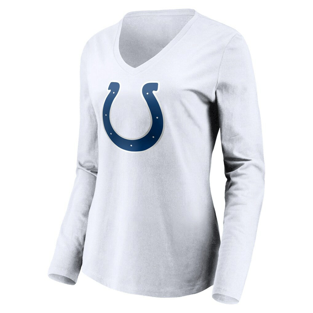 Indianapolis Colts Women's Team Authentic Logo Personalized Name & Number V-Neck Long Sleeve T-Shirt White - NFL