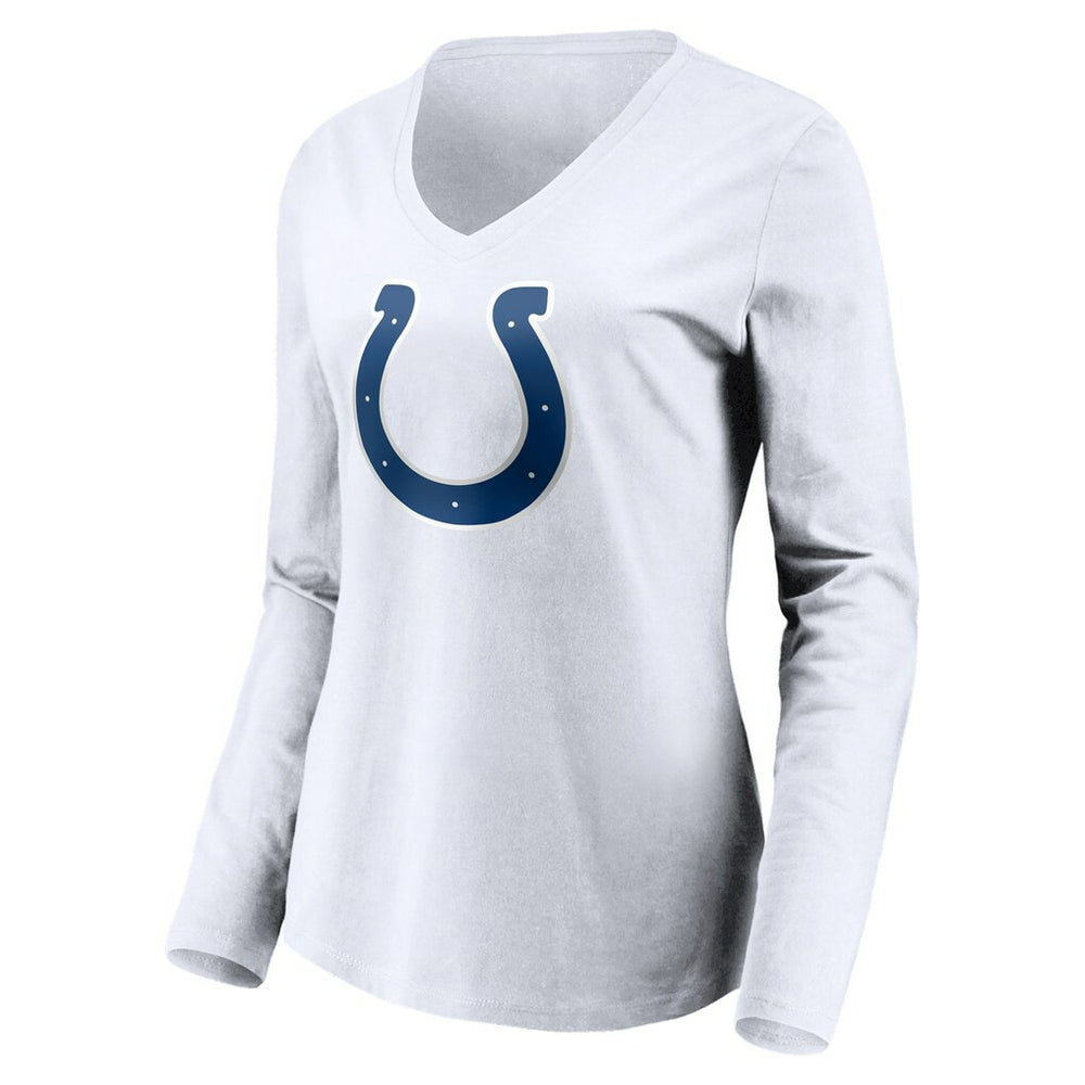 Indianapolis Colts Women's Team Authentic Logo Personalized Name & Number V-Neck Long Sleeve T-Shirt White - NFL