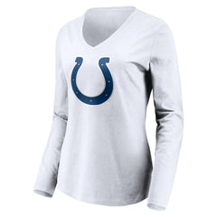 Indianapolis Colts Women's Team Authentic Logo Personalized Name & Number V-Neck Long Sleeve T-Shirt White - NFL