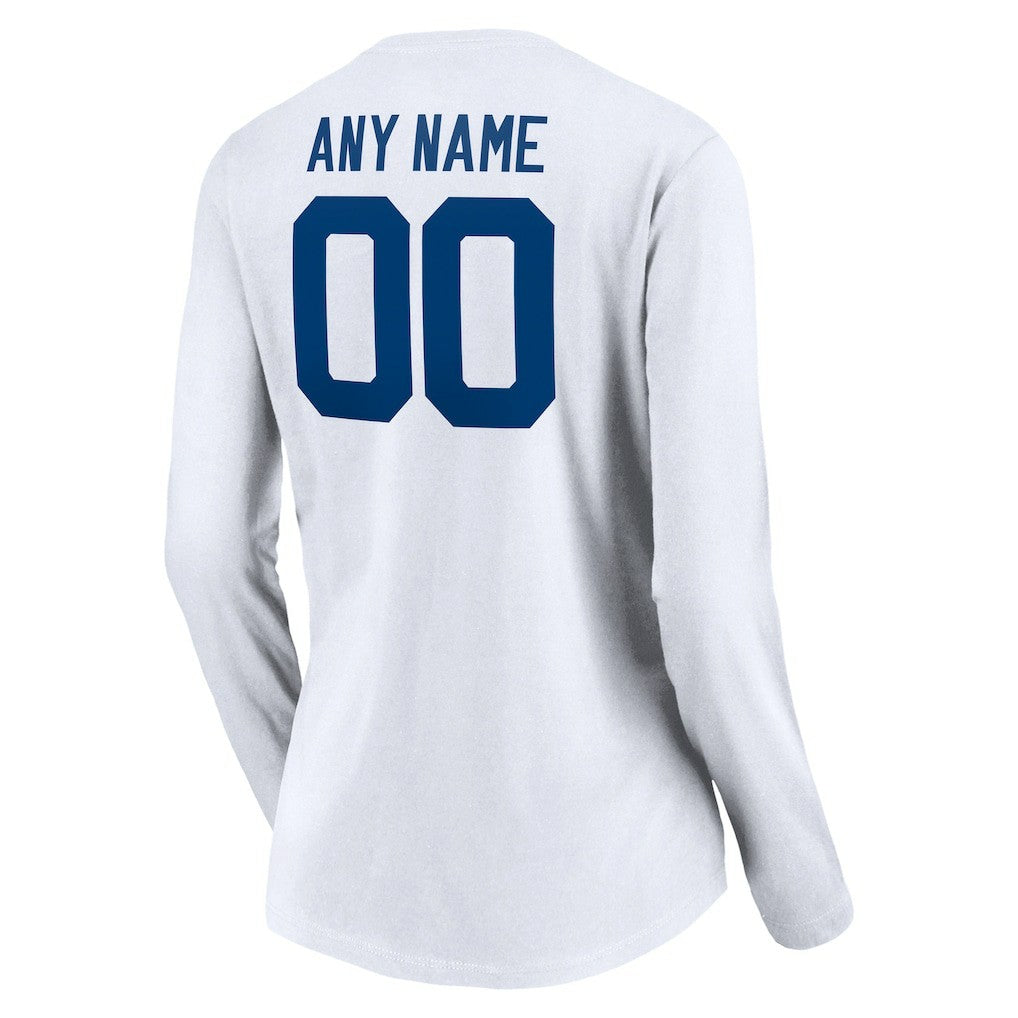 Indianapolis Colts Women's Team Authentic Logo Personalized Name & Number V-Neck Long Sleeve T-Shirt White - NFL